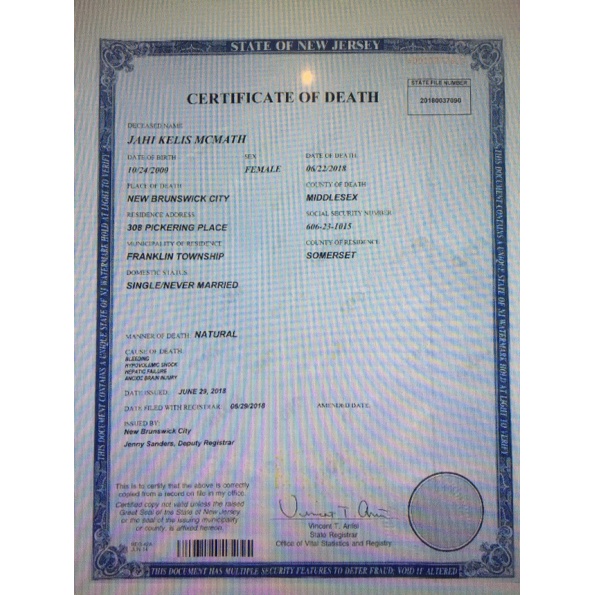 Fake Death Certificate