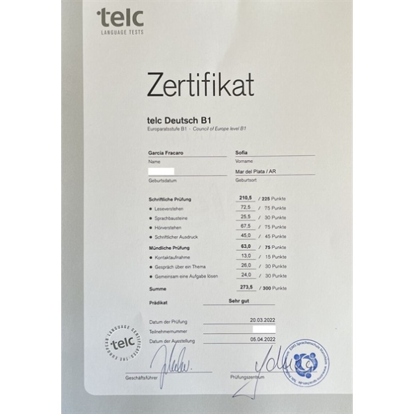 TestDaF-DSH certificates