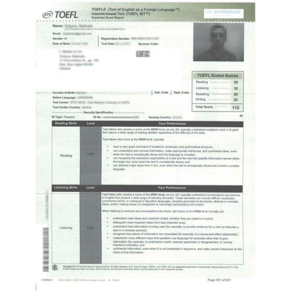 Buy Toefl Certificate