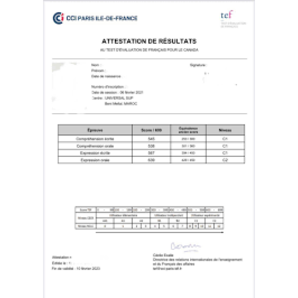 Buy TEF French Language Certificate