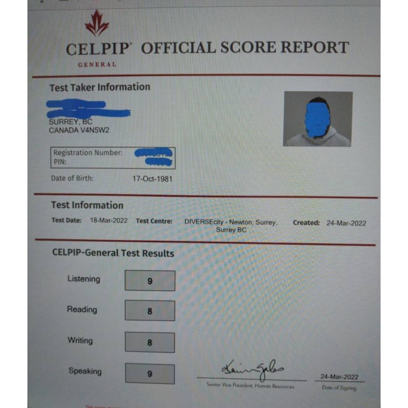 Buy CELPIP Certificate