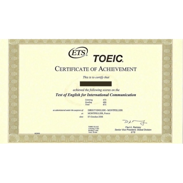 Buy Toeic Certificate